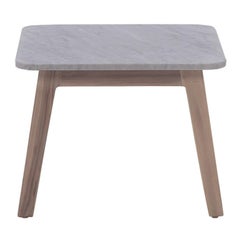 Gervasoni Inout 868 Coffee Table in White Carrara Marble Top & Washed Teak Frame