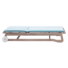 Gervasoni Inout Day Bed in Capri 07 Upholstery with Washed Teak Frame with Woven