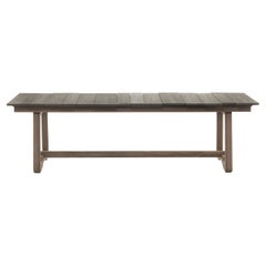 Gervasoni Large Inout Table in Wood Effect Concrete Slats Top with Washed Teak