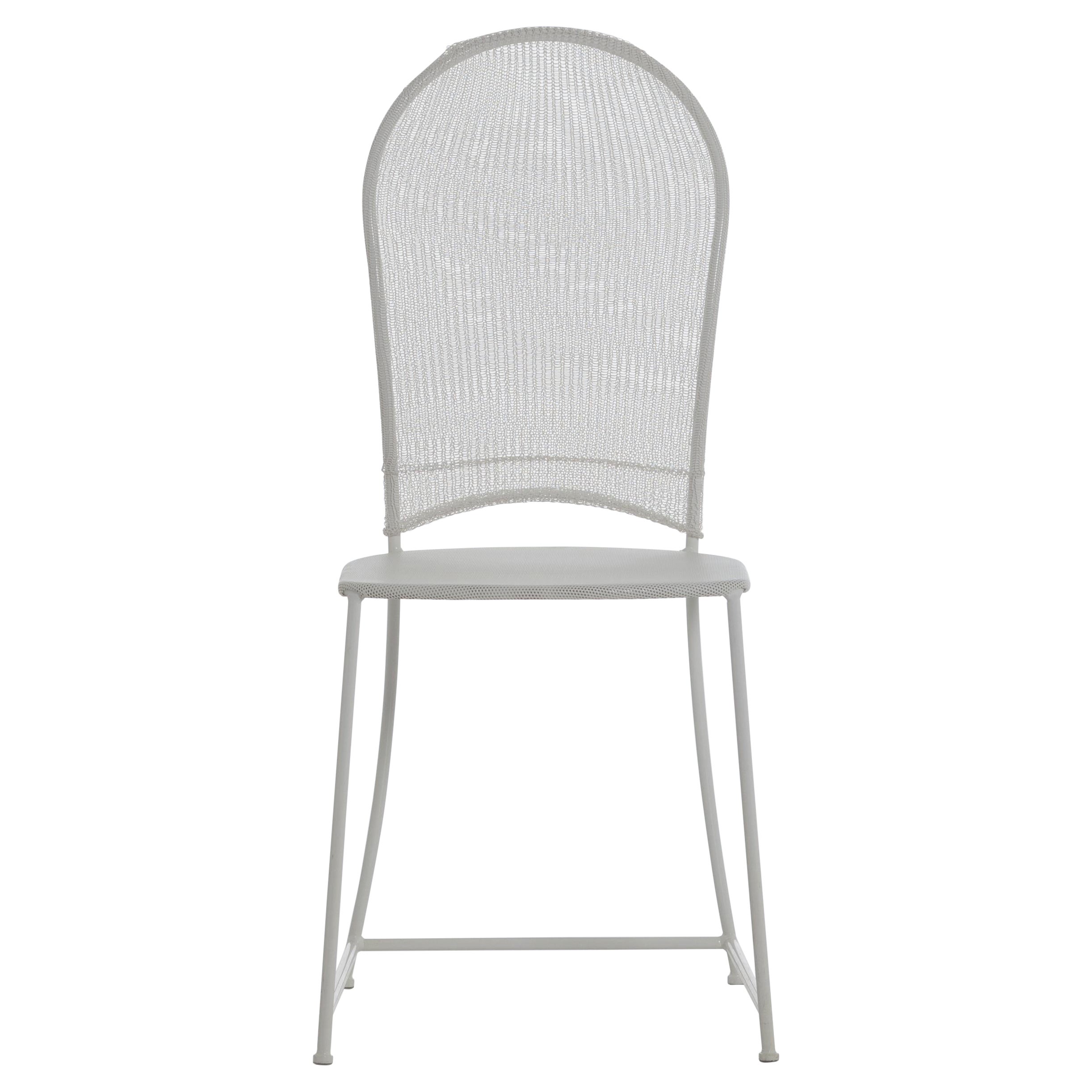Gervasoni Inout 873 Chair in White Lacquered Steel with PVC Mesh Back Cover For Sale