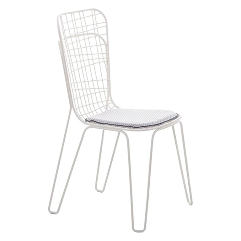 Gervasoni Inout 875 Chair in Oslo 05 Upholstery with White Lacquered Steel Frame