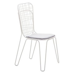 Gervasoni chaise Inout 875 en tissu d'ameublement Oslo 05 avec cadre en acier laqué blanc