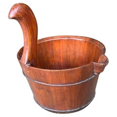 Chinese Water Bucket Hand-Made from Wood, Early 20th Century