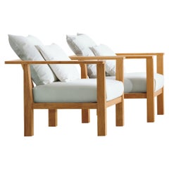 Fauteuil Gervasoni Inout 01 en tissu Aspen 03 avec cadre en teck naturel