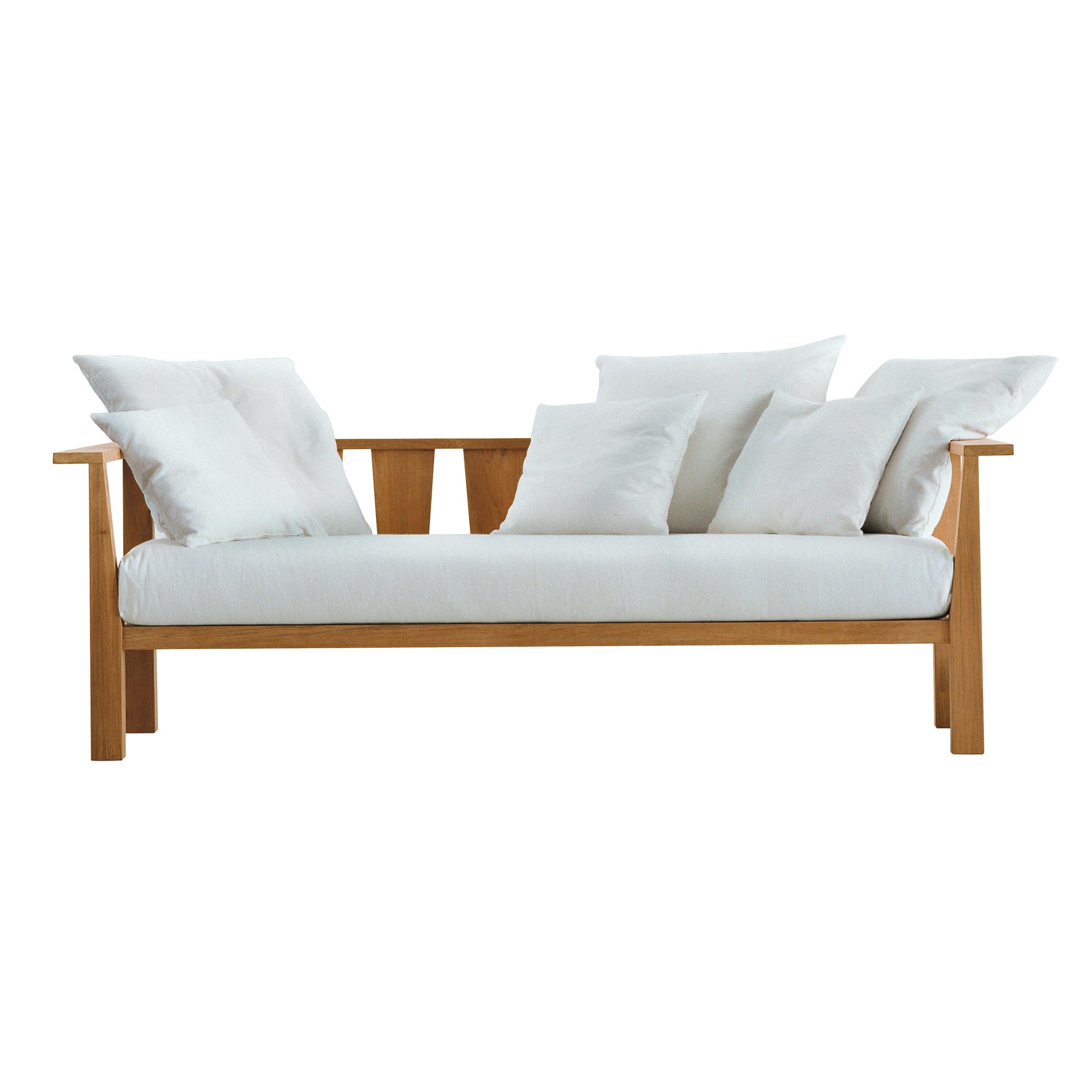Gervasoni Small Inout Sofa in Aspen 03 Upholstery with Natural Teak Frame For Sale