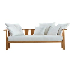 Gervasoni Small Inout Sofa in Aspen 03 Upholstery with Natural Teak Frame