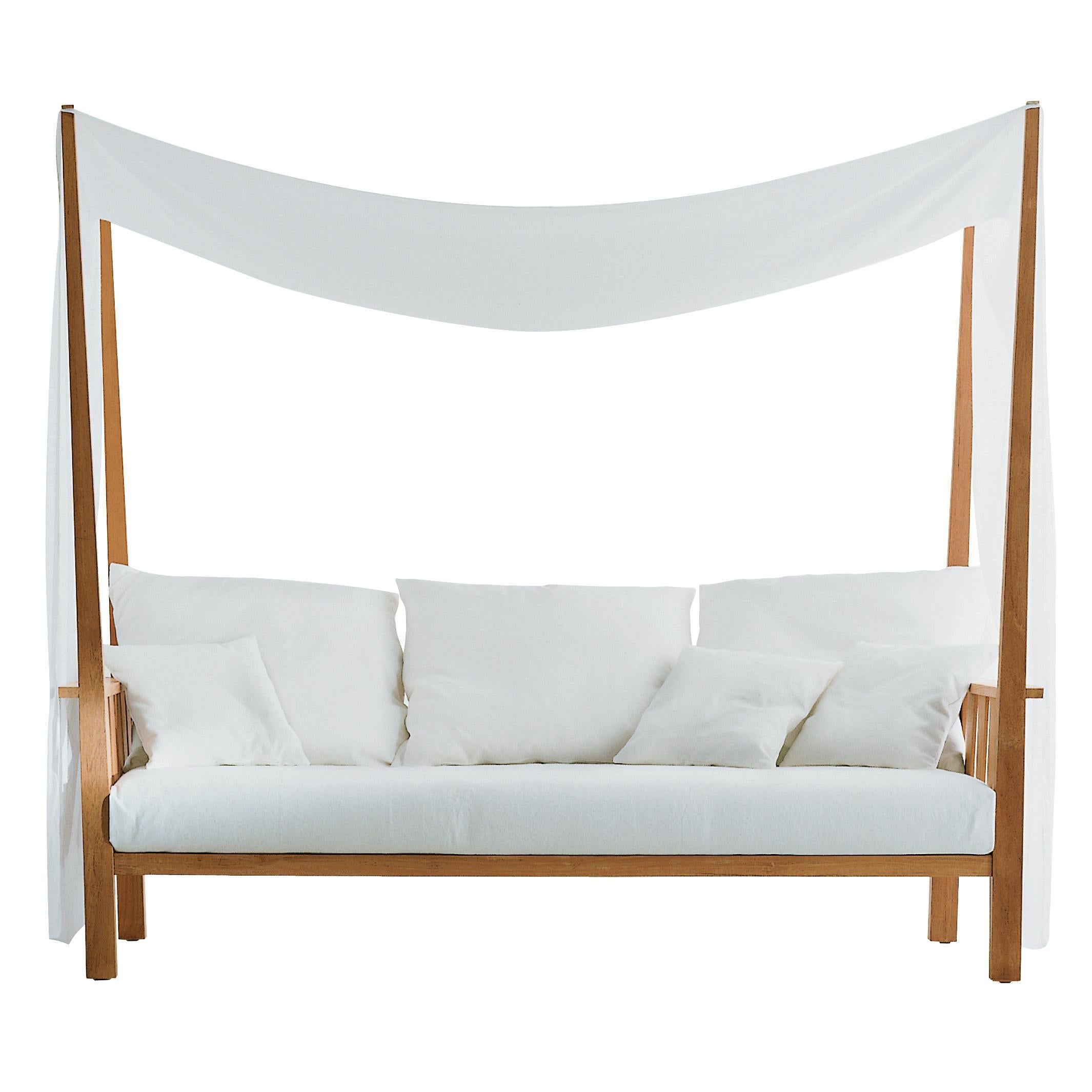 Gervasoni Inout Canopy Sofa in Aspen 03 Upholstery with Natural Teak Frame