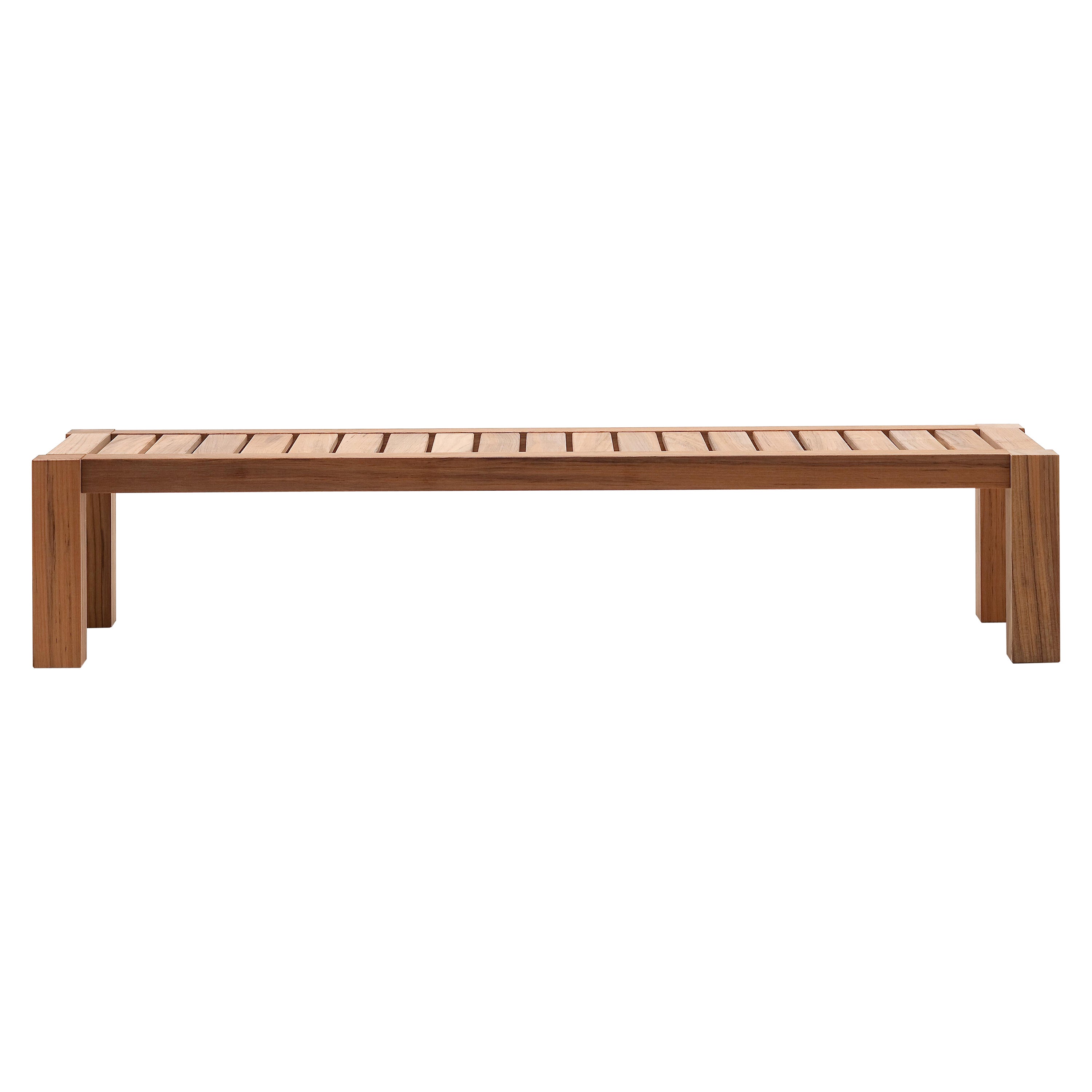 Gervasoni Inout Coffee Table in Natural Teak Slats Top with Base by Paola Navone