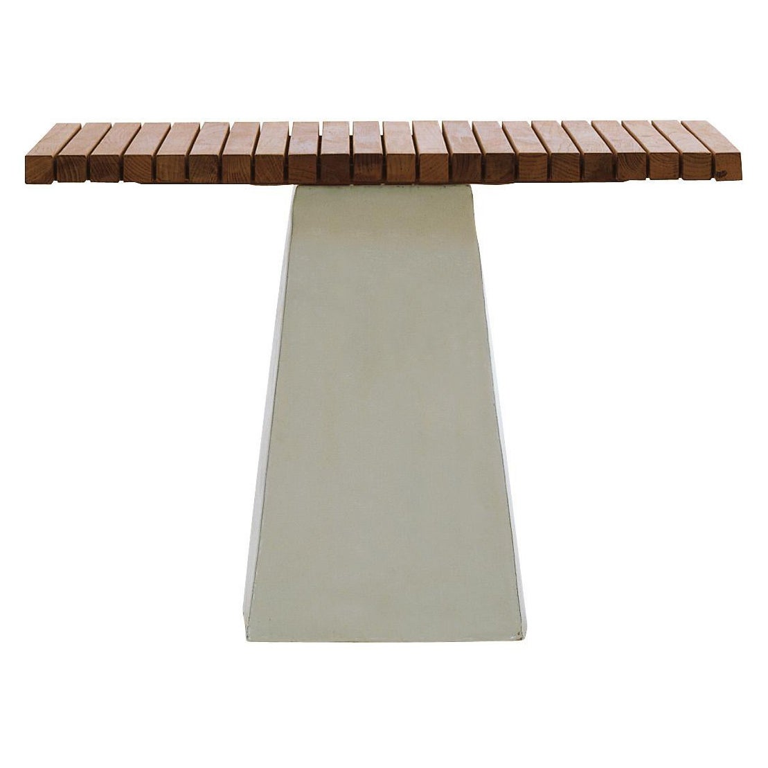 Gervasoni Large Inout 35 Table in Natural Teak Slats Top with White Ceramic Base For Sale
