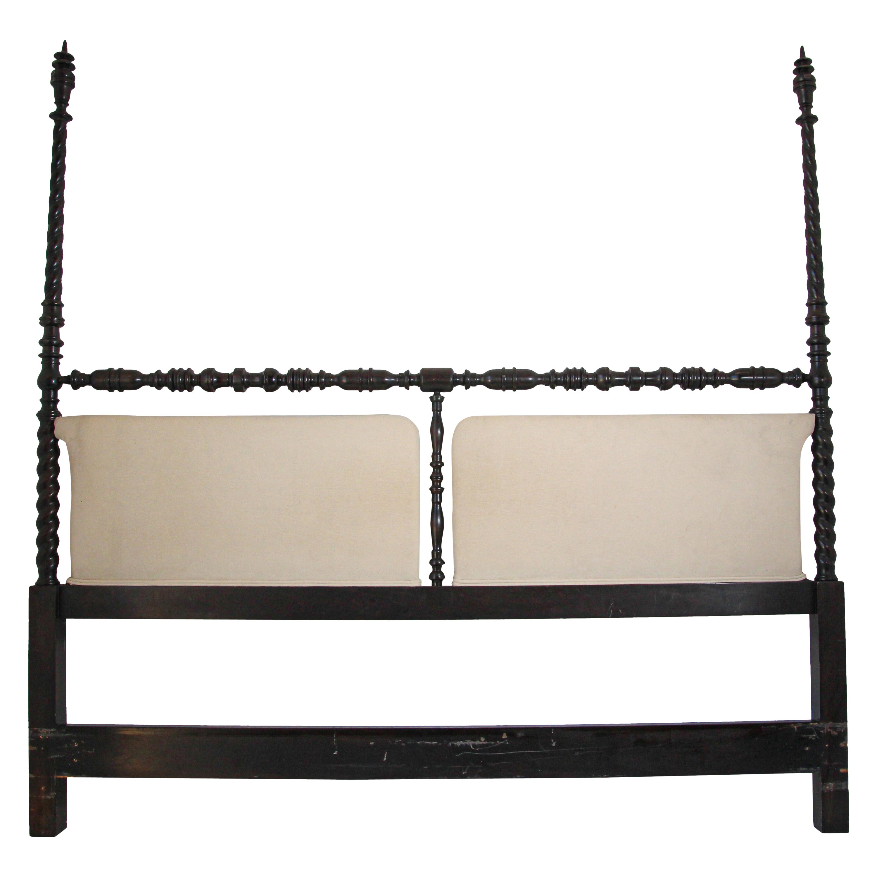 Antique Campaign Bed Four Poster Mahogany III 19th Century Single at 1stDibs