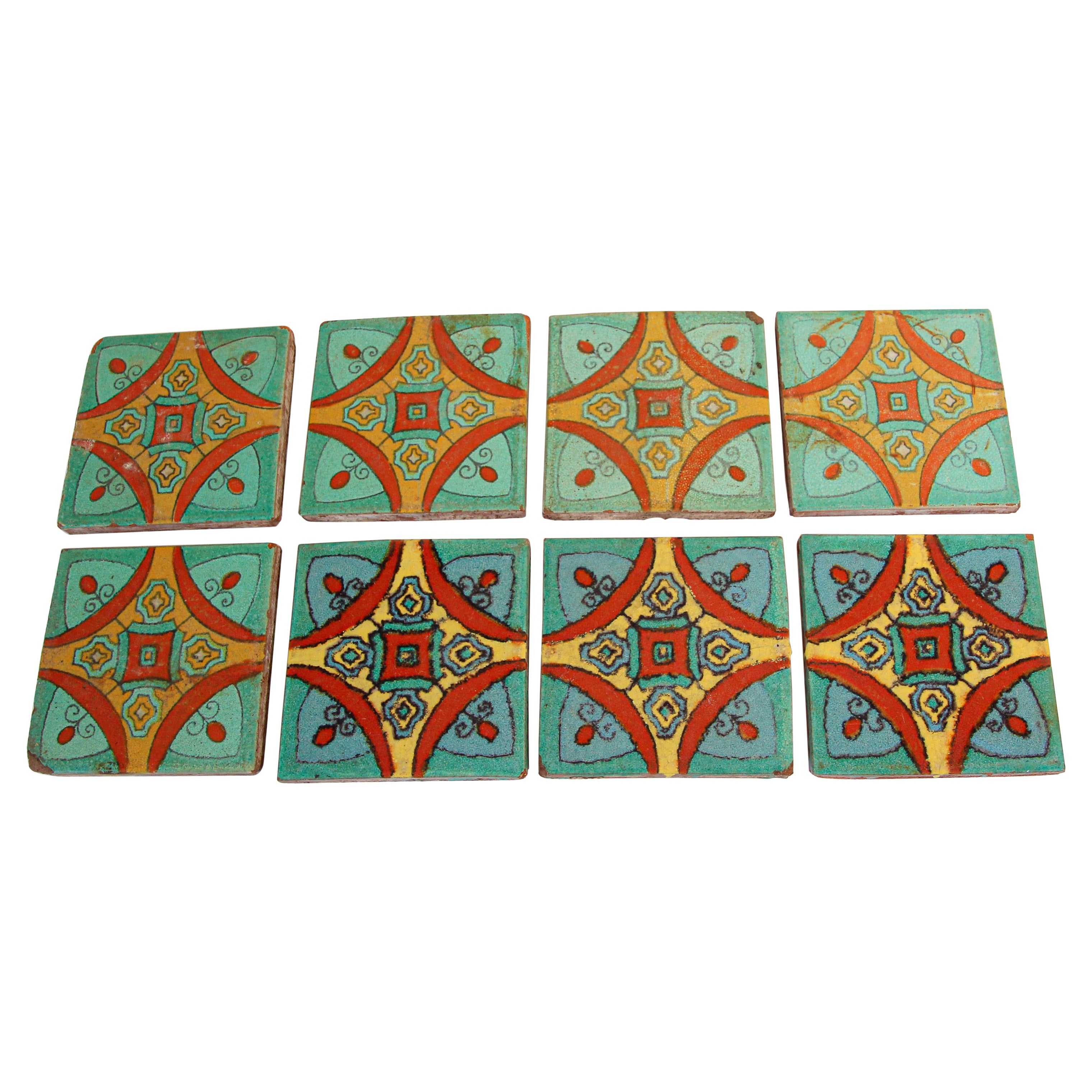 Talavera Handcrafted Spanish Wall Tiles Set of 8