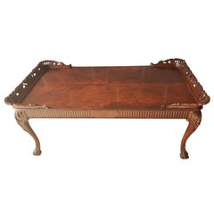 Vintage French Louis XV Flame Mahogany with Pierced Gallery Coffee Table