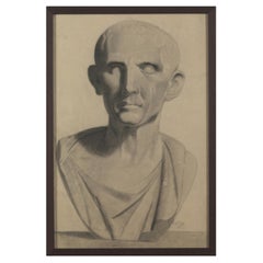 19th C Drawing, Pencil on Paper, Framed and Signed