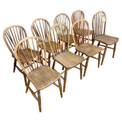 Antique Harlequin Set of Eight Windsor Stick Back Chairs