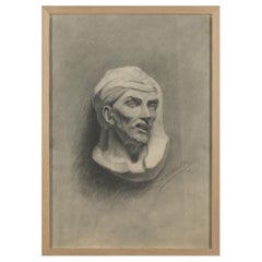 Unknown Academy Student 19th C Drawing, Pencil on Paper, Framed and Signed