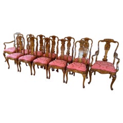 Italian Walnut Dining Chair Set of 12, in Dutch Baroque Style, 1960s