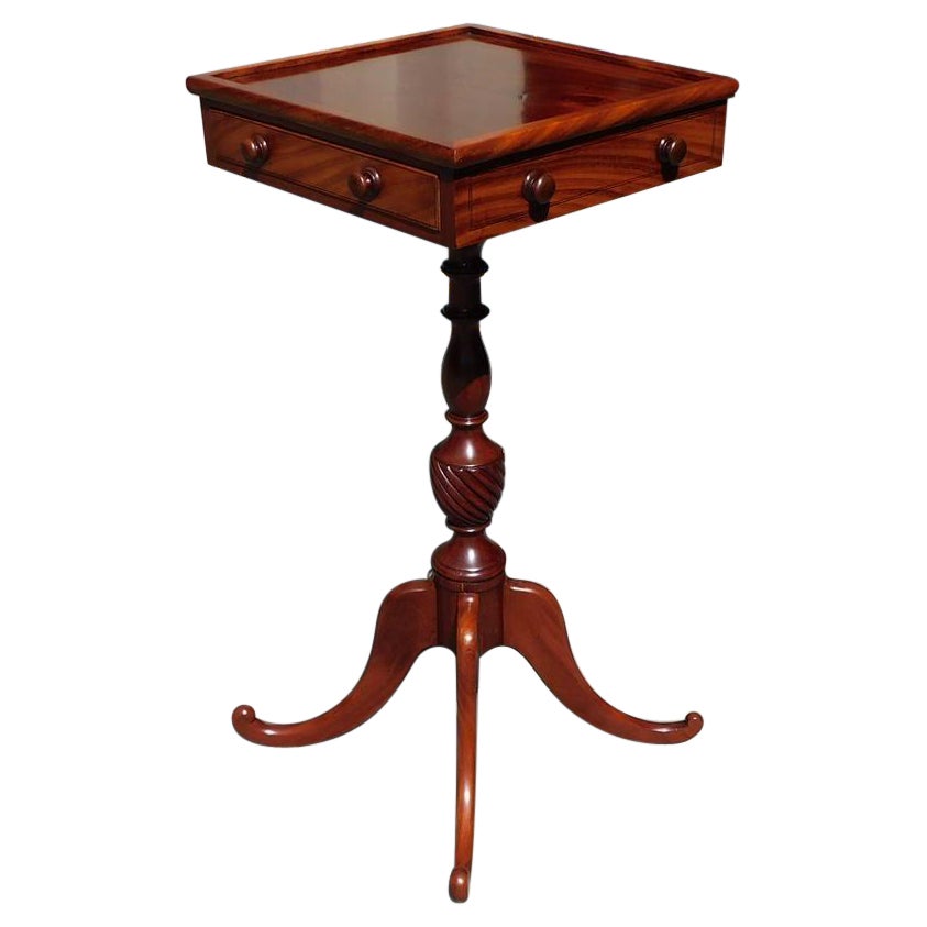 American Chippendale Mahogany One Drawer Side Table with Splayed Legs. C. 1780