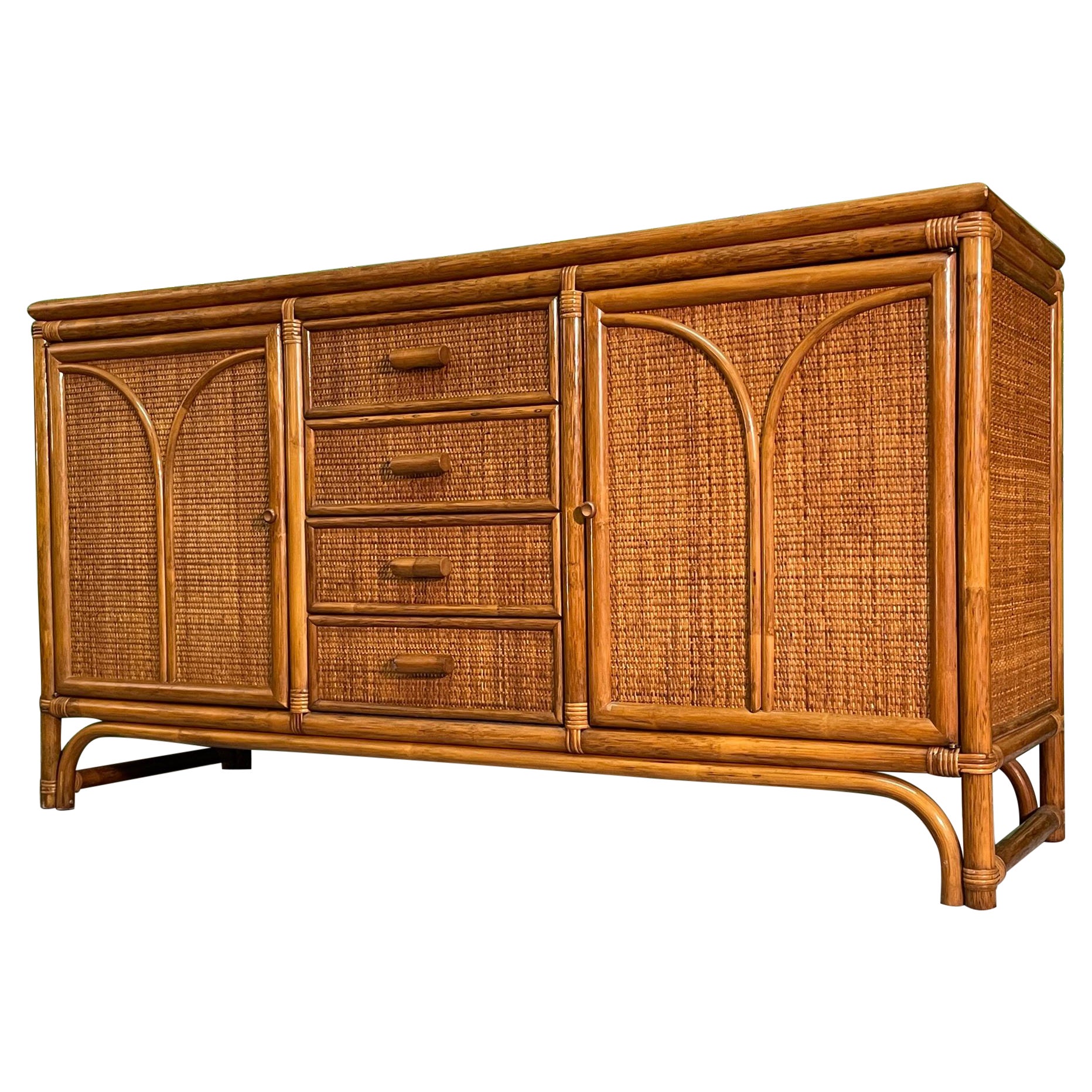 Rattan and Woven Wicker Sideboard Buffet at 1stDibs | rattan buffet, rattan  cane buffet, rattan buffet cabinet