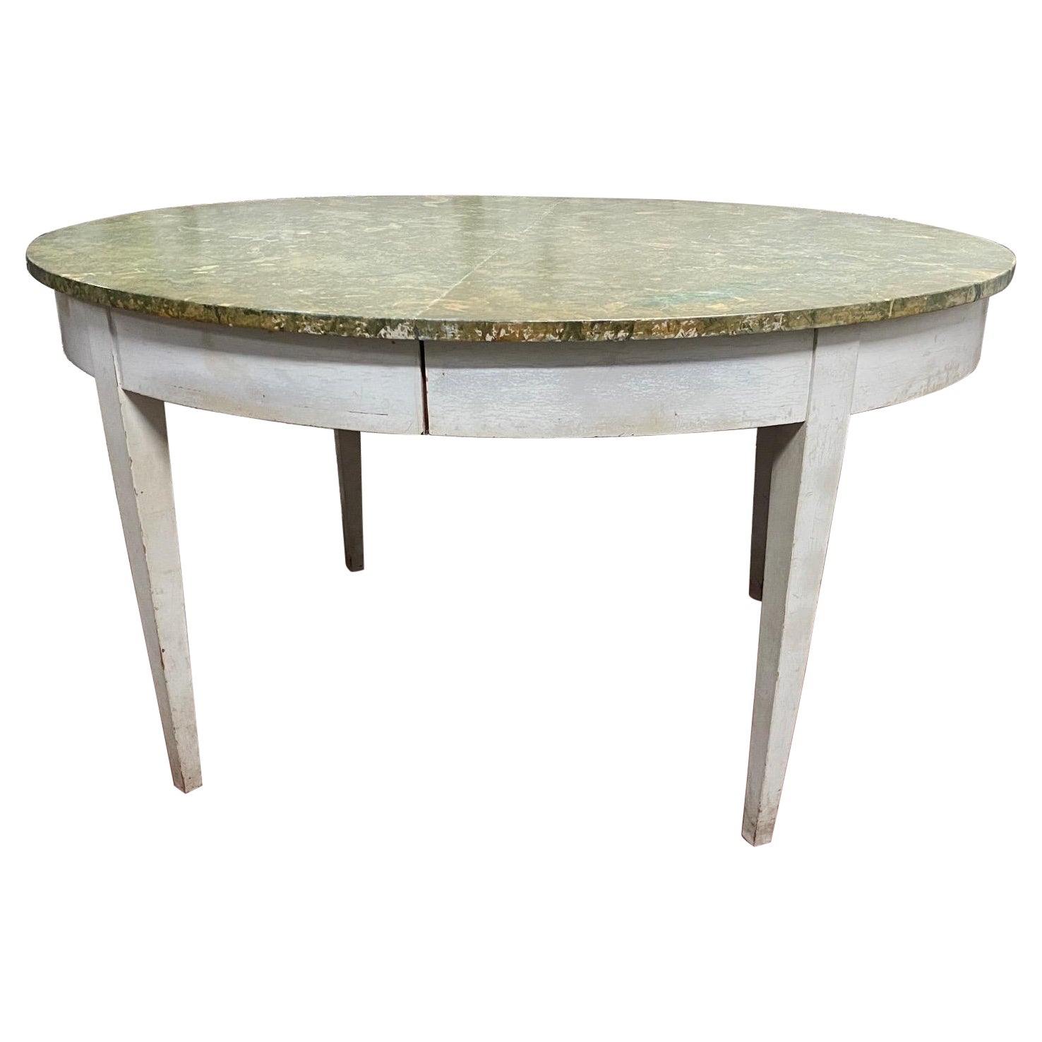 Extending Gustavian Style Painted Wood Dining Table For Sale