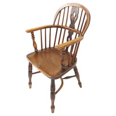 Antique Windsor Arm Chair, Country Chair, Elm + Yew, Scotland 1850, H542