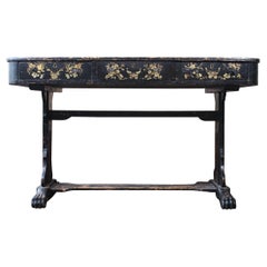 19th Century English Country House Japanned Sofa Table Desk