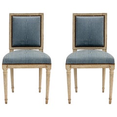 Set of 2 Louis XVI Period French Blue Chairs