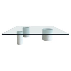 1970's Giulio Lazzotti "One of Three Designs" White Carrara Marble Coffee Table