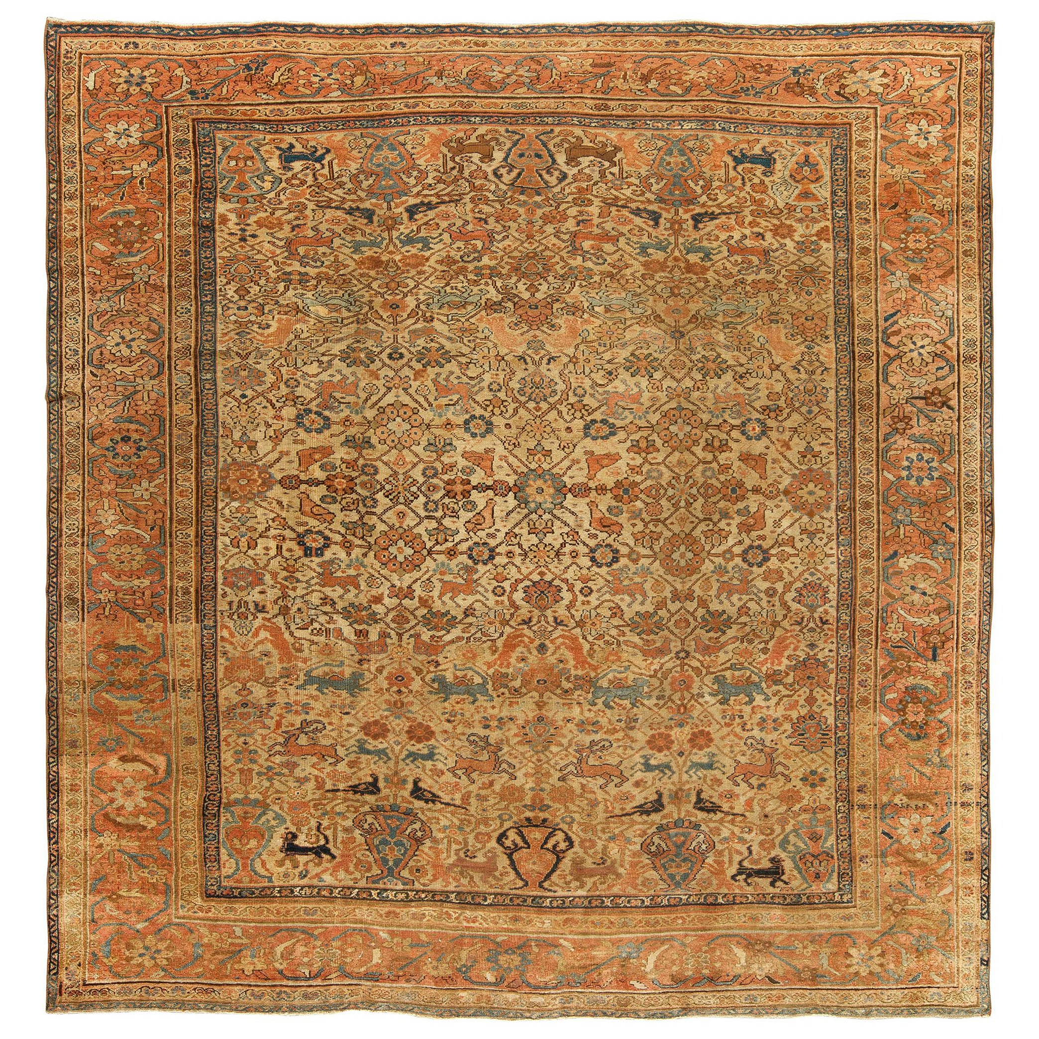 Late 19th Century Persian Sultanabad Area Rug For Sale