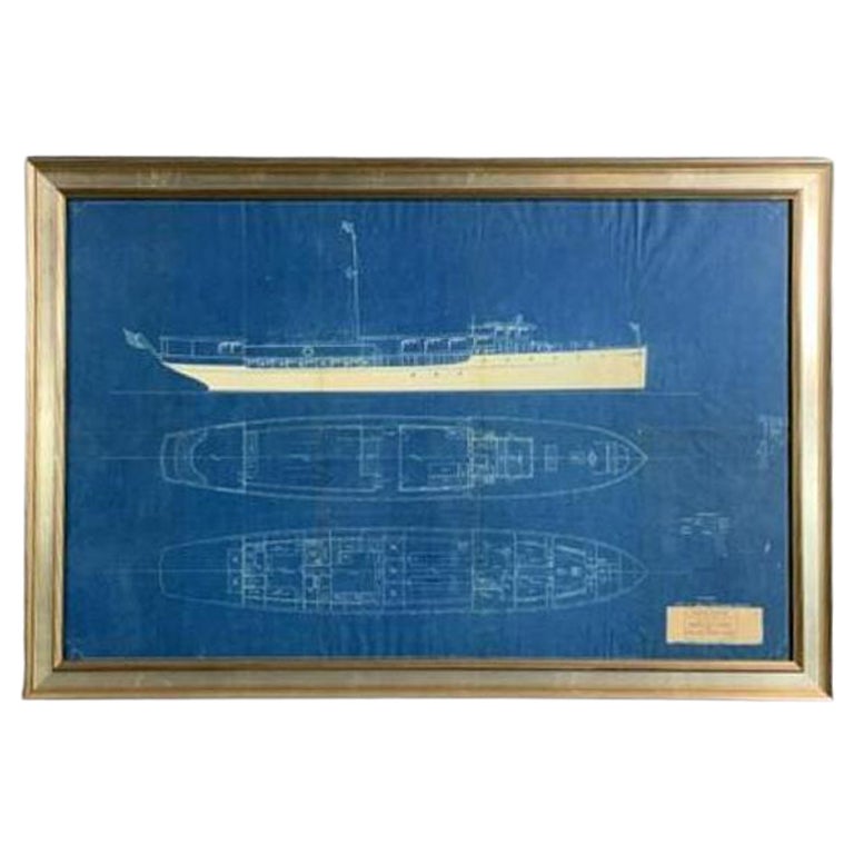 Bleu imprimé de yacht des années 1920 par Lambie et Mabry