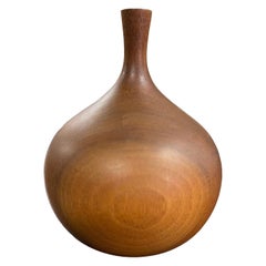 Rude Osolnik signiert Mitte des Jahrhunderts Modern Nussbaum Holz gedreht Gefäß Knospe Unkraut Vase