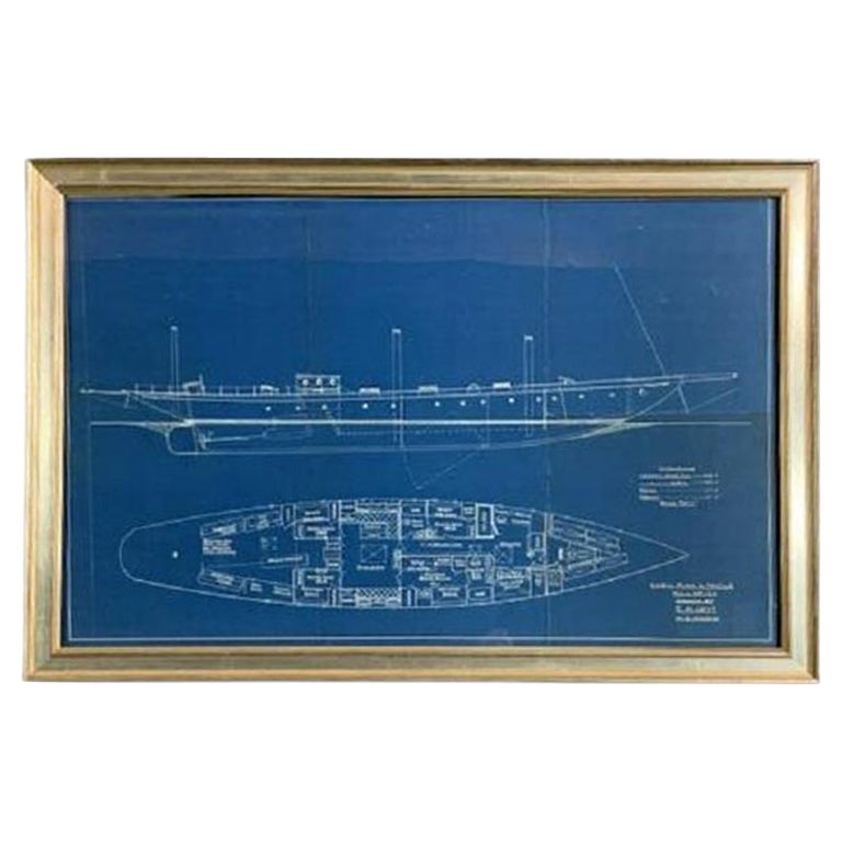 Rare imprimé bleu de yachting par Hoyt en vente