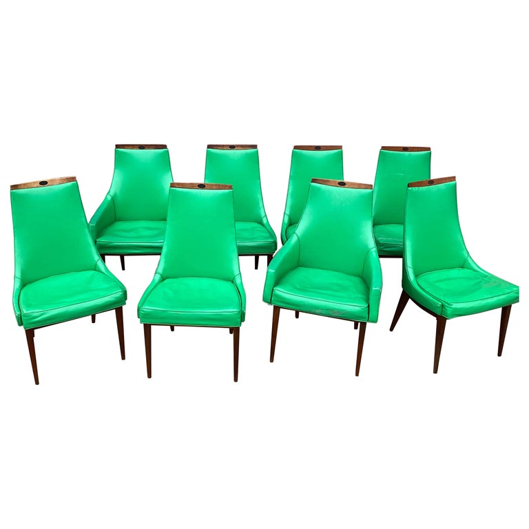 Kipp Stewart for Calvin Mid Century Modern Dining Chairs Set of 8 For Sale