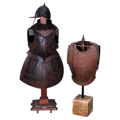 Antique and Early English Iron Battle Armour with 17th C. Title Plaque