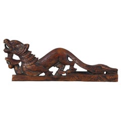 Antique Chinese Rosewood Carved Dragon Serpent Sculpture Architectural