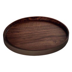 Zhuang, Round Tray in Saddle Extra Leather Carbon