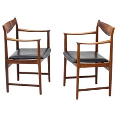 "Darby" Armchairs in Palisander and Leather by Torbjørn Afdal