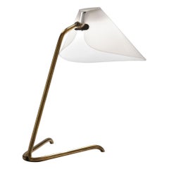 Brass Table Lamp with Folded Acrylic Shade, Attr. Kalmar, Austria