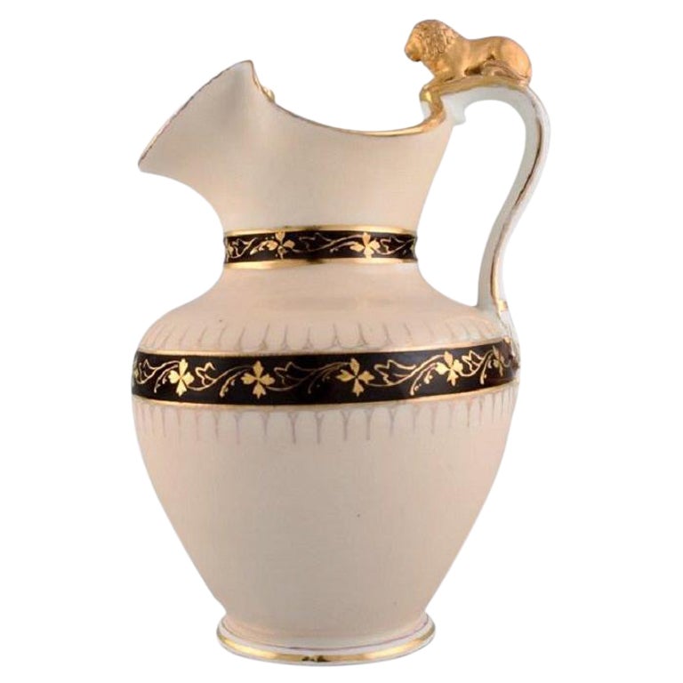 Antique Altwasser Chocolate Jug in Porcelain with a Lion on the Handle For Sale