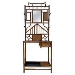 19th-Century English Bamboo Hall Stand with Mirror
