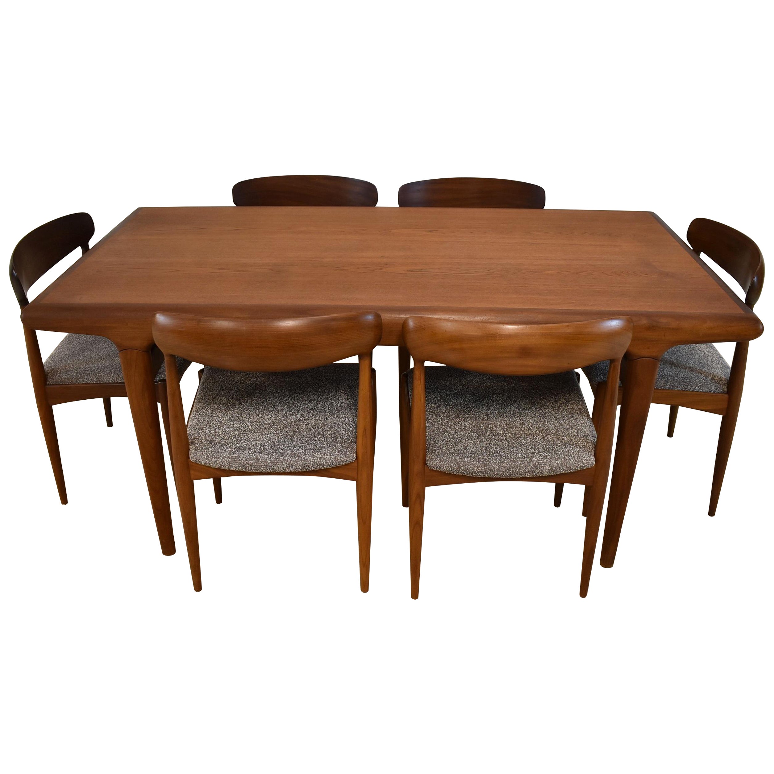 Modern Danish Teak Table & Six Chairs Uldum Mobelfabrik by Johannes Andersen