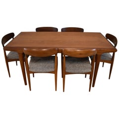 Modern Danish Teak Table & Six Chairs Uldum Mobelfabrik by Johannes Andersen