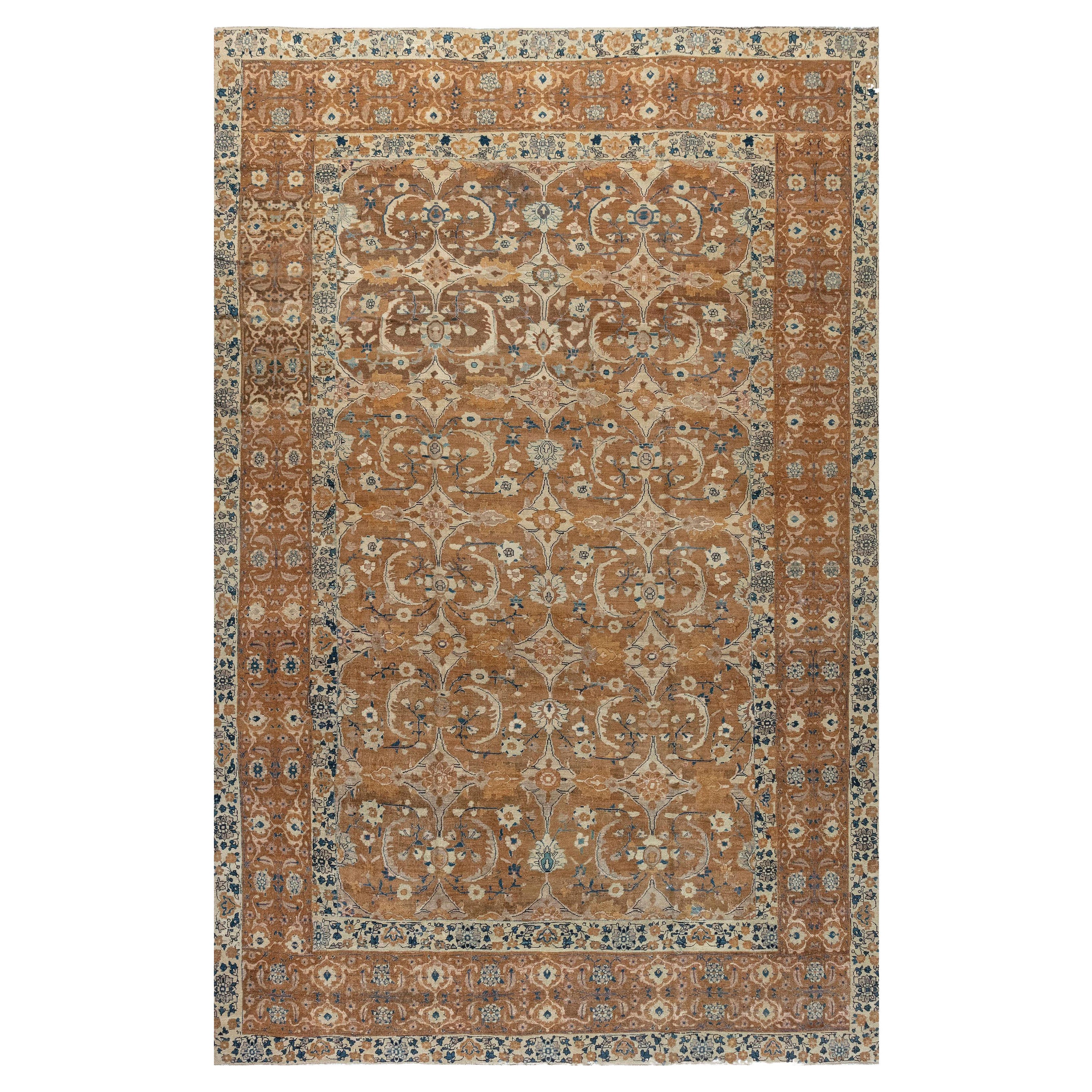 Authentique tapis persan antique Bidjar orange fait à la main en vente