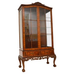Antique Burr Walnut Display Cabinet