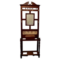 Antique Victorian Mahogany Hall Stand with Shakespeare Tiles