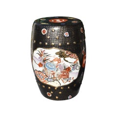 Black Chinoiserie Ceramic Garden Stool