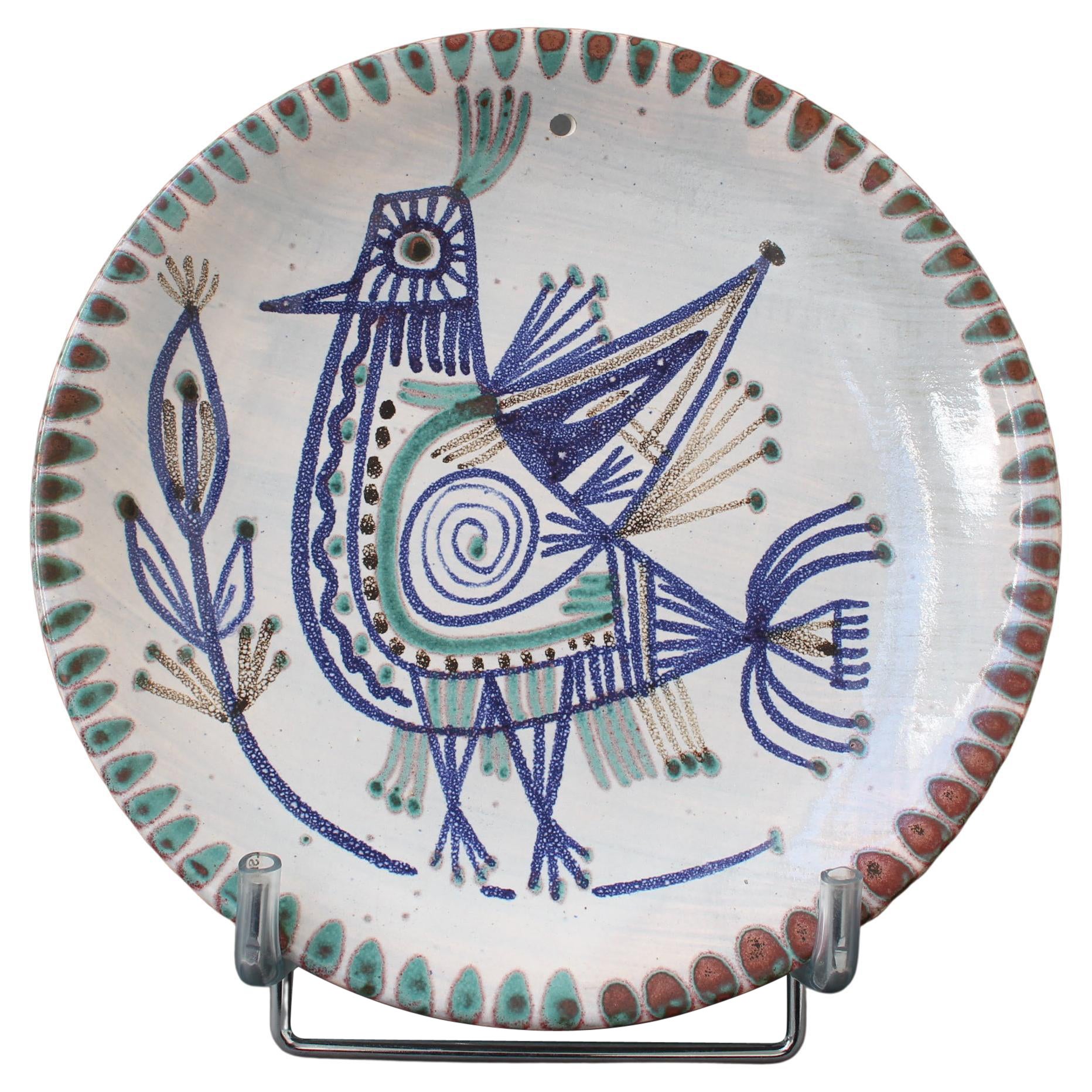 Assiette décorative en céramique française du milieu du siècle par Le Mûrier 'circa 1960s'