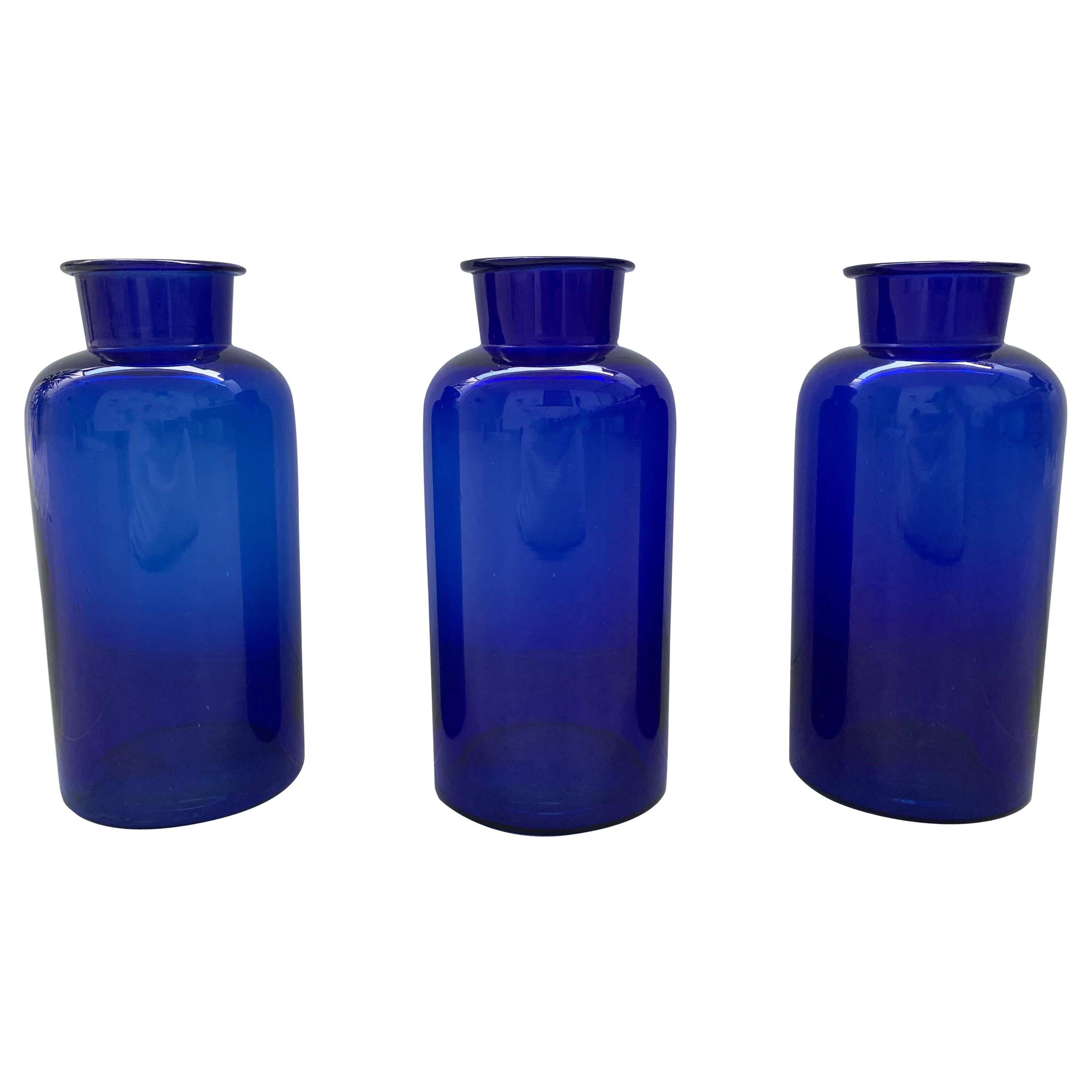Vintage Cobalt Blue Pharmacy Bottles from Holland