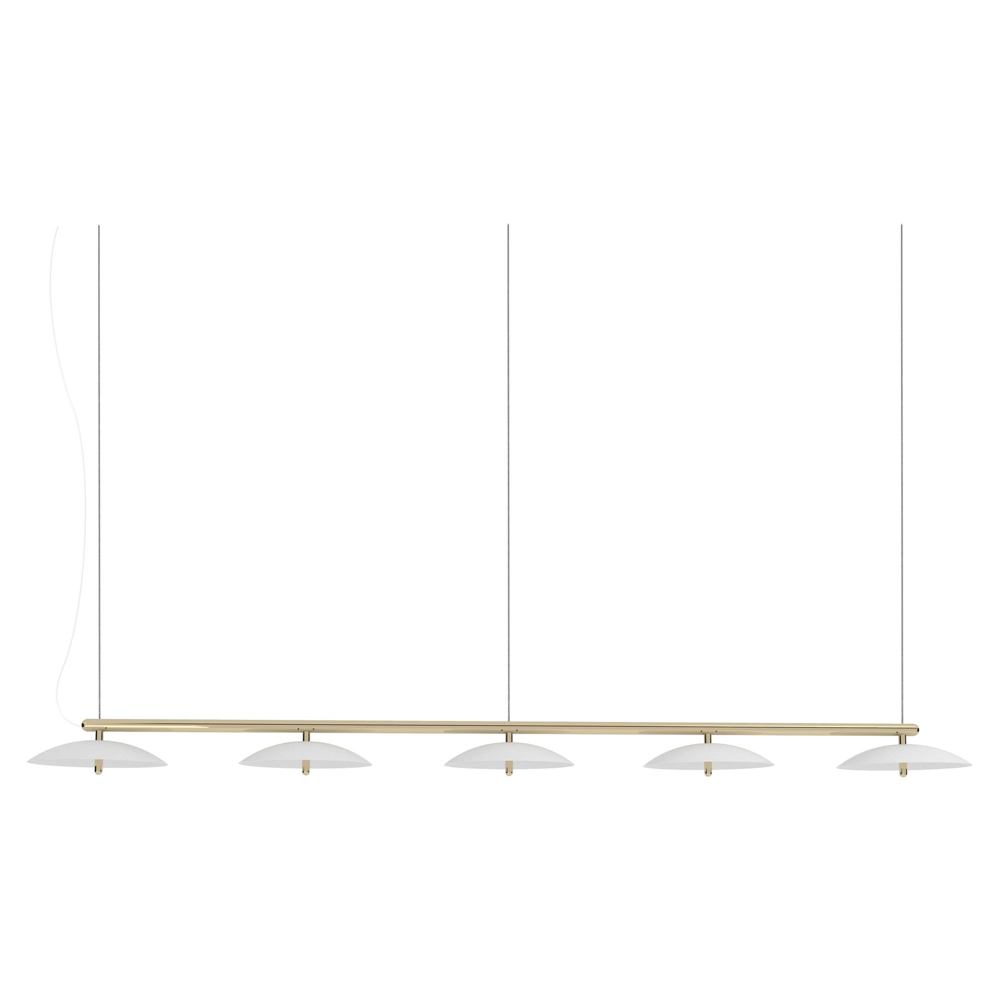 Signal Linear Pendant, by Souda, Extra Long, White & Brass, Made to Order For Sale