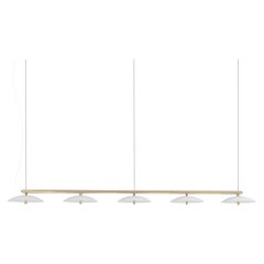Signal Linear Pendant, by Souda, Extra Long, White & Brass, Made to Order