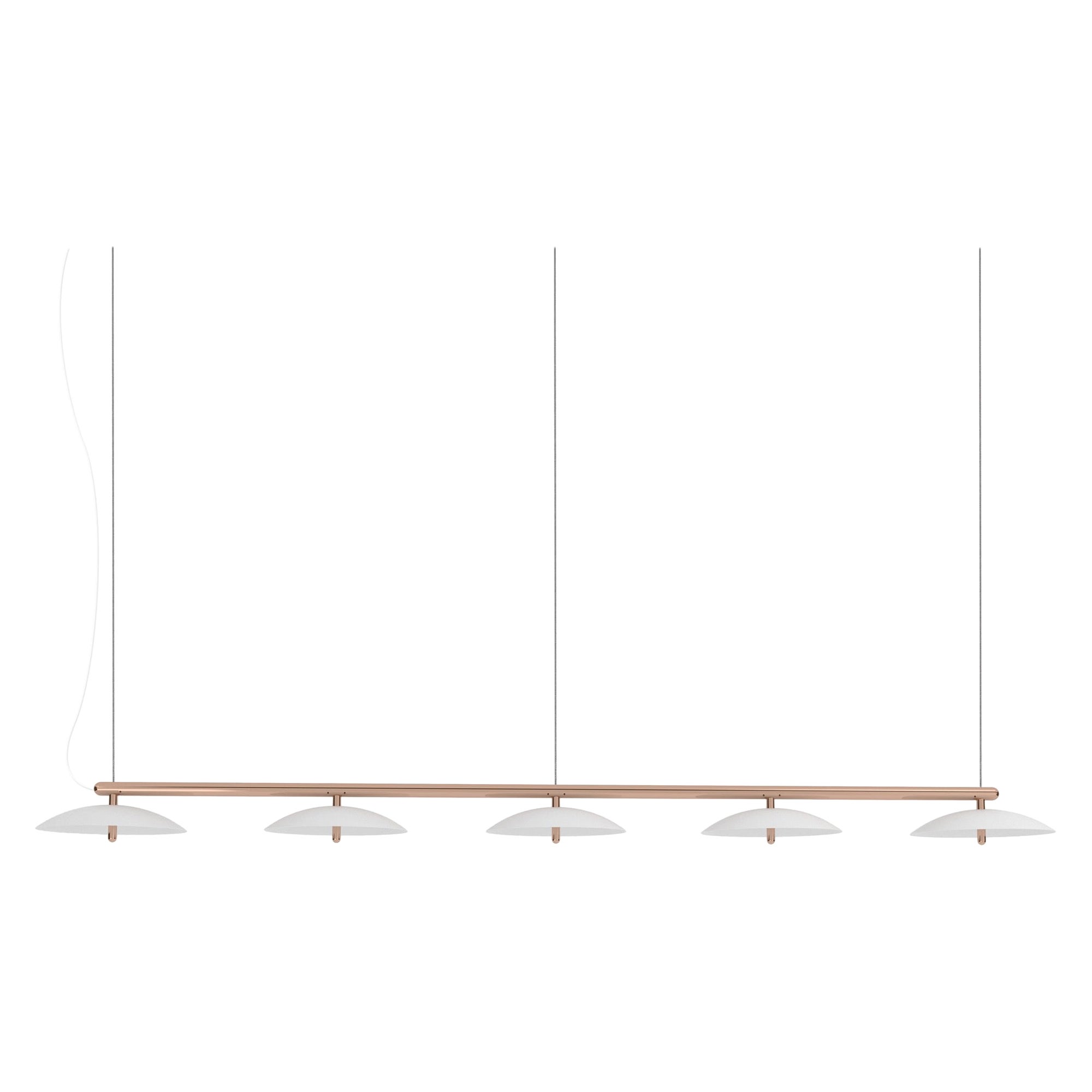 Signal Linear Pendant, by Souda, Extra Long, White & Copper, Made to Order For Sale